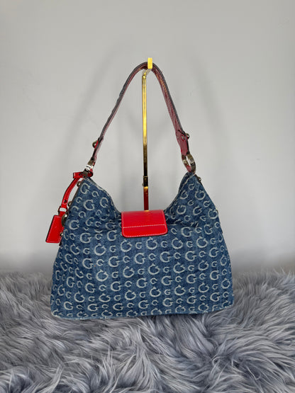 Guess Vintage Tasche Y2k Rare Denim Blau rot