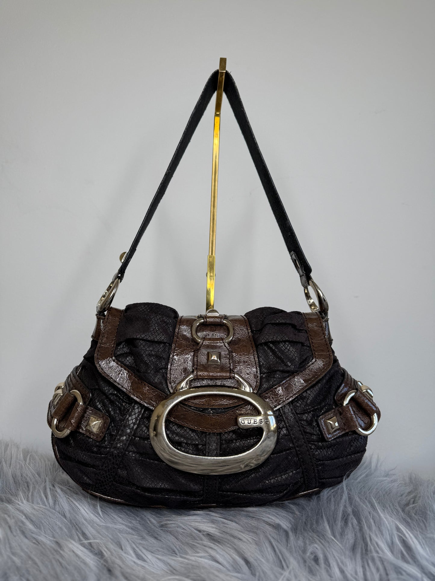 Guess vintage Tasche Y2k Rare braun Gold