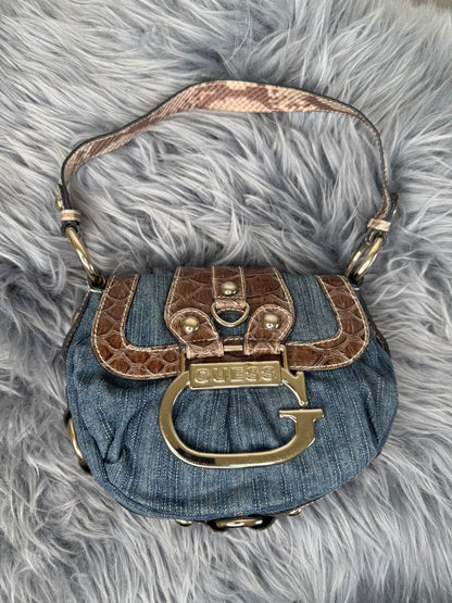 Guess vintage Tasche Y2k Rare Denim Silver brau braun