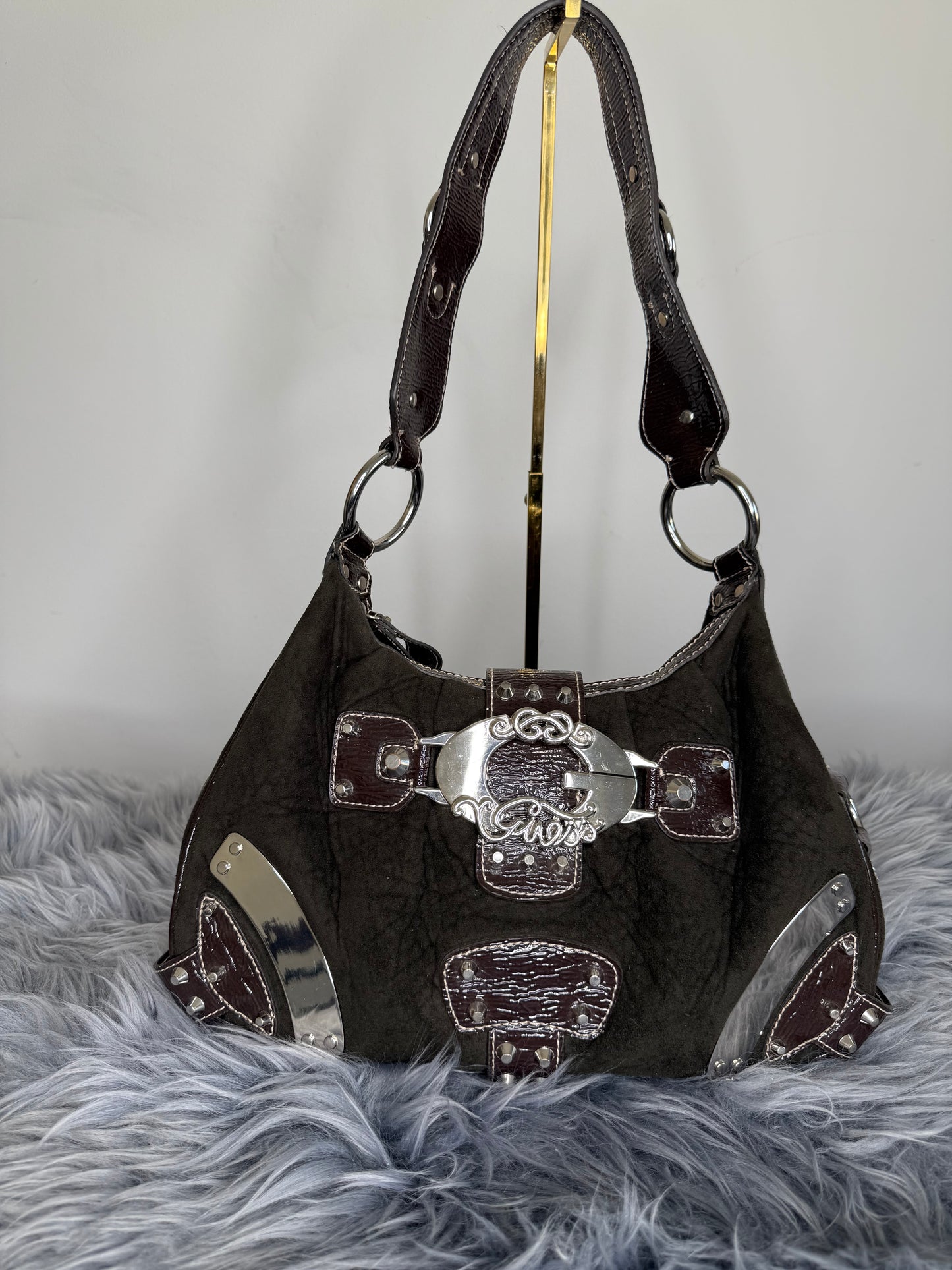 Guess vintage Tasche y2k braun Silber