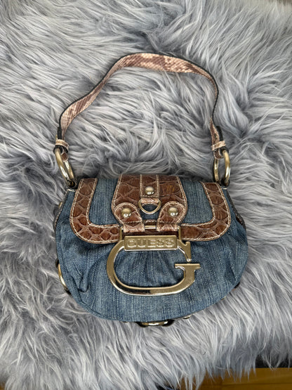 Guess vintage Tasche Y2k Rare Denim Silver brau braun