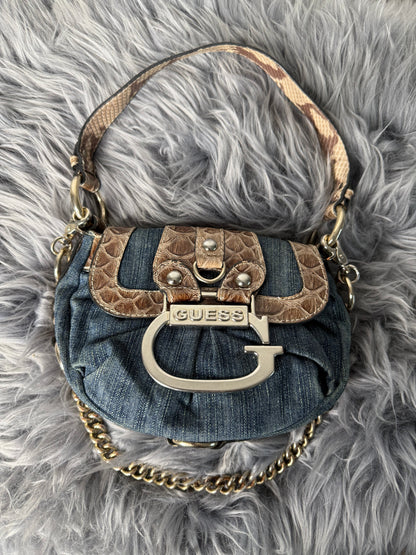 Guess vintage Tasche denim rare blau braun