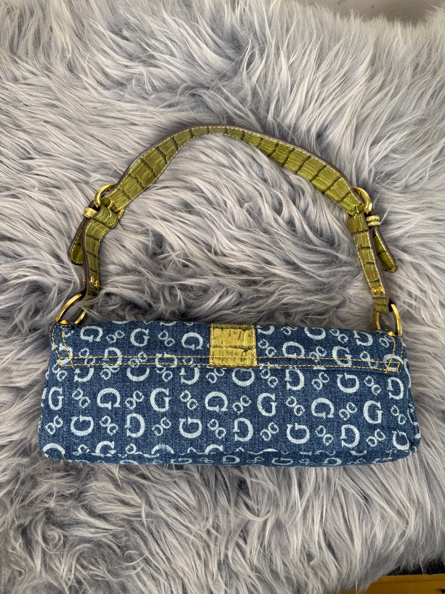 Guess vintage Tasche denim Gold Details blau selten