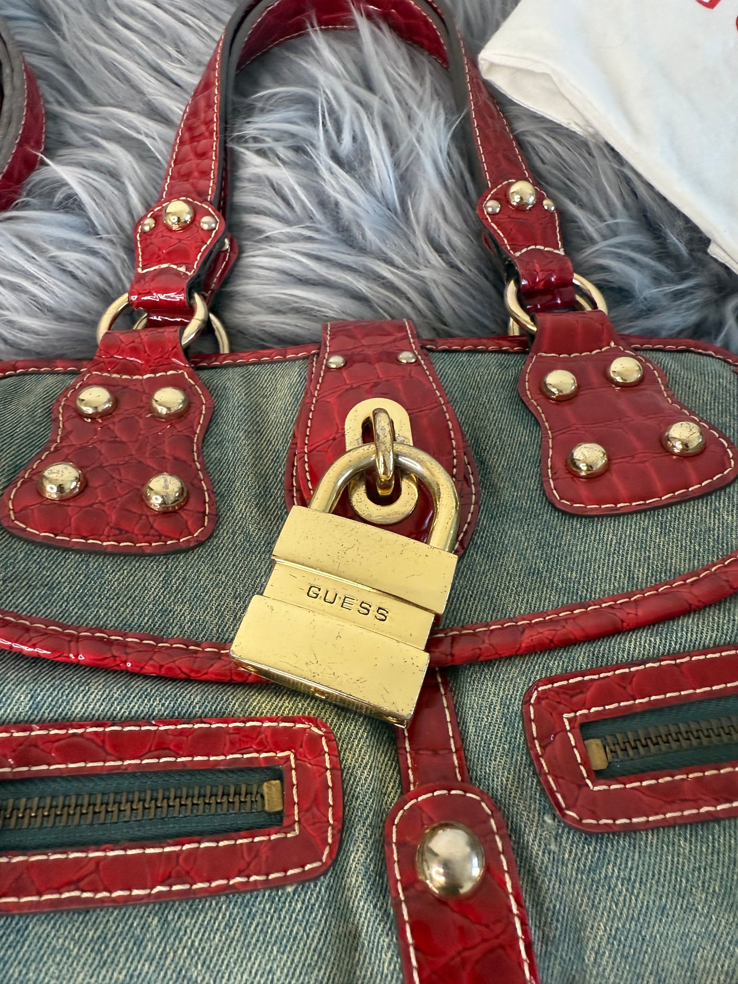 Guess vintage Tasche y2k rare rot denim